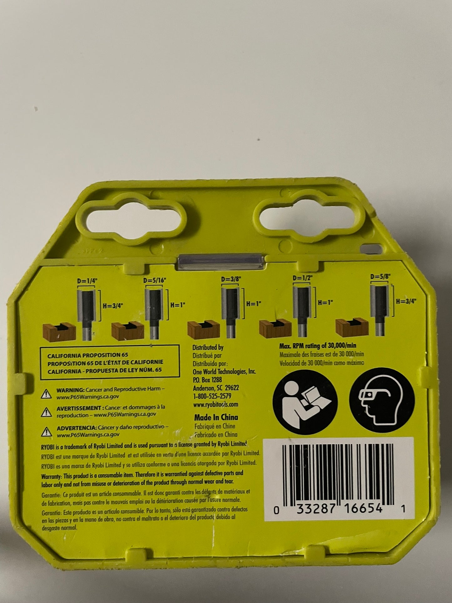 RYOBI Straight Router Bit Set (5-Piece)