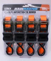Haul-Master 400 lb Capacity 1 in x 15 ft Ratcheting Tie Down Straps