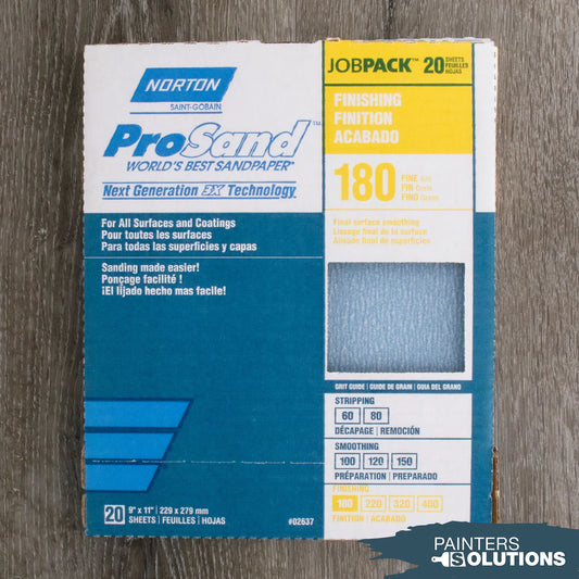 Norton 180 Grit 9" x 11" Prosand Sheet Sandpaper 20Pk