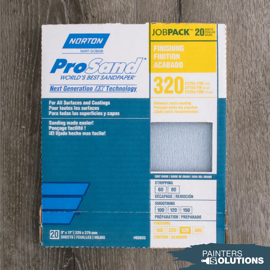 Norton 320 Grit 9" x 11" Prosand Sheet Sandpaper 20Pk