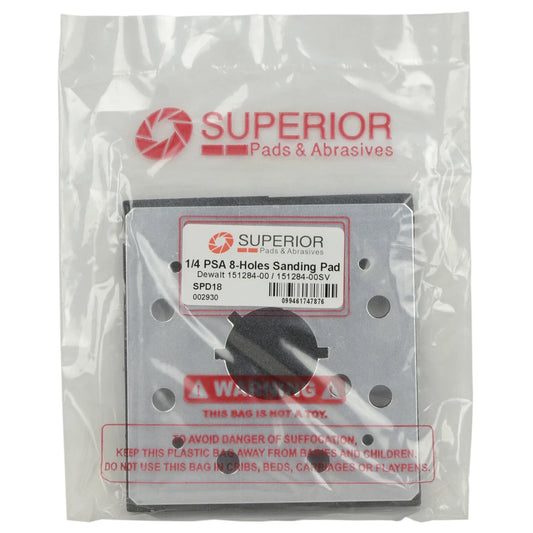 Superior Parts SPD18 1/4 Sheet 8 Hole Stick-on Square Sanding Pad